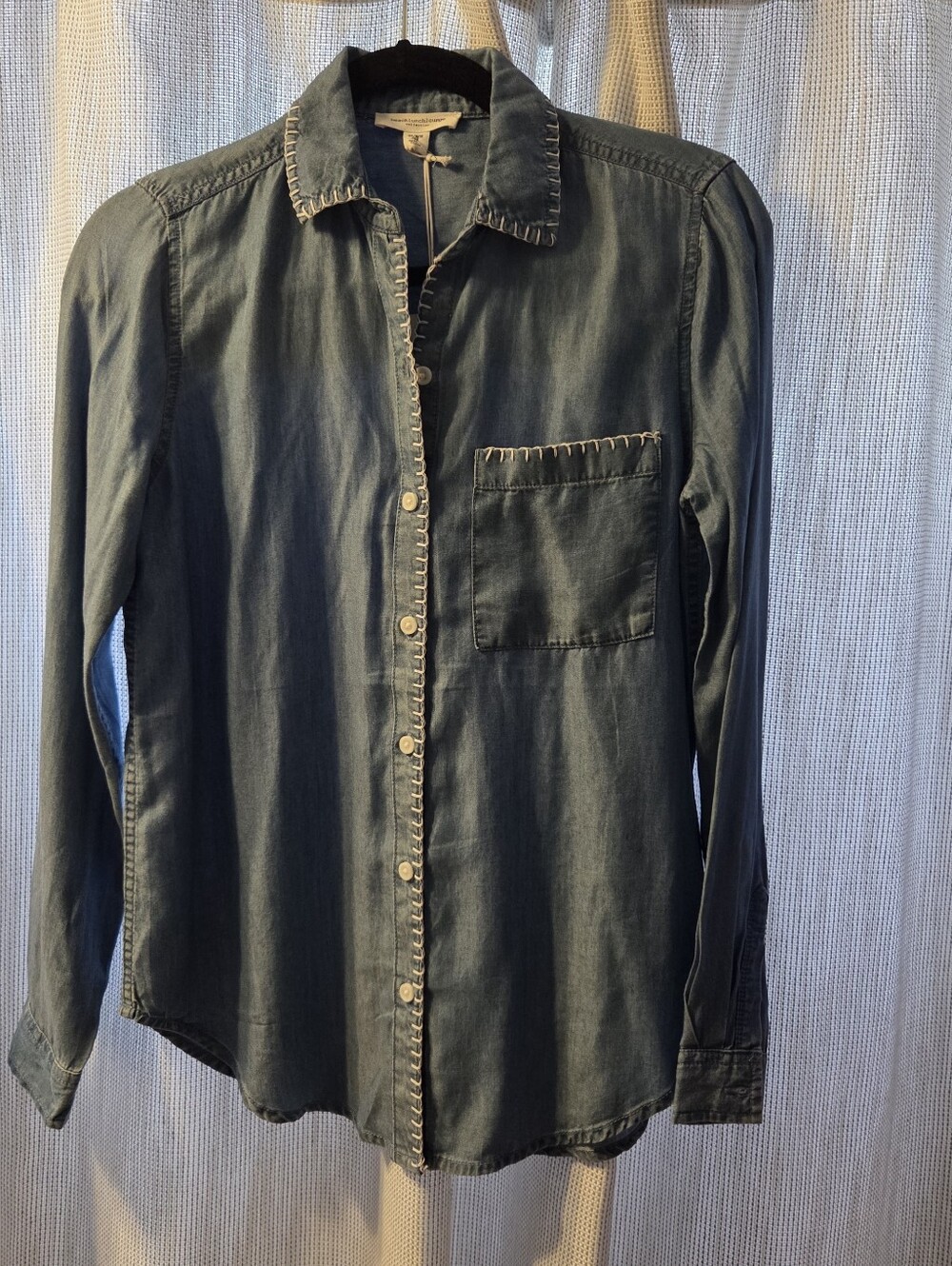 beachlunclounge Blue Long-Sleeve Button-Up Shirt Xs NWT